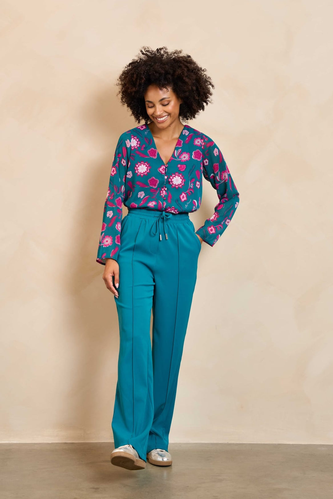 Lofty Manner Blouse Meva - dames blouse groen dessin