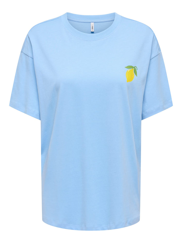Only ONLELLE S/S PRINTED TEE CS JRS lichtblauw – dames t-shirt