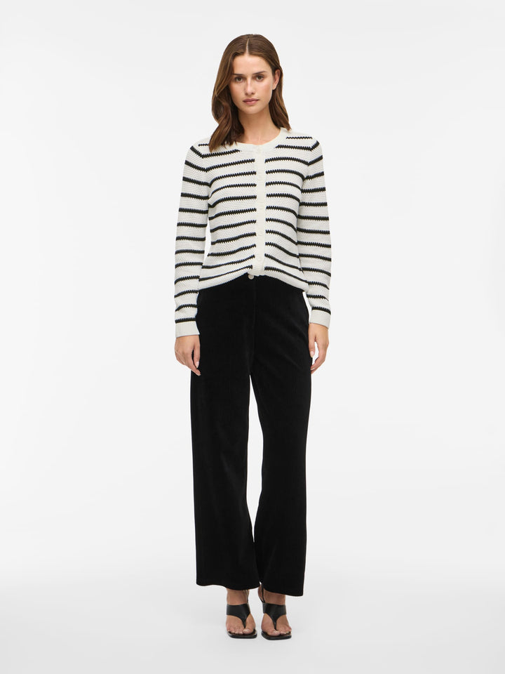 Vila 14112299 Dalo vest gebreid dames wit dessin