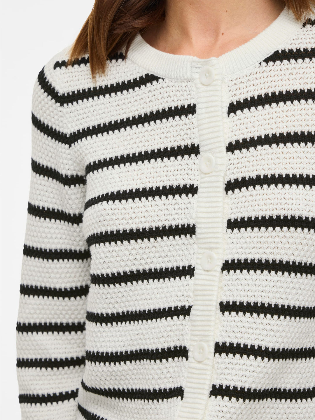 Vila 14112299 Dalo vest gebreid dames wit dessin