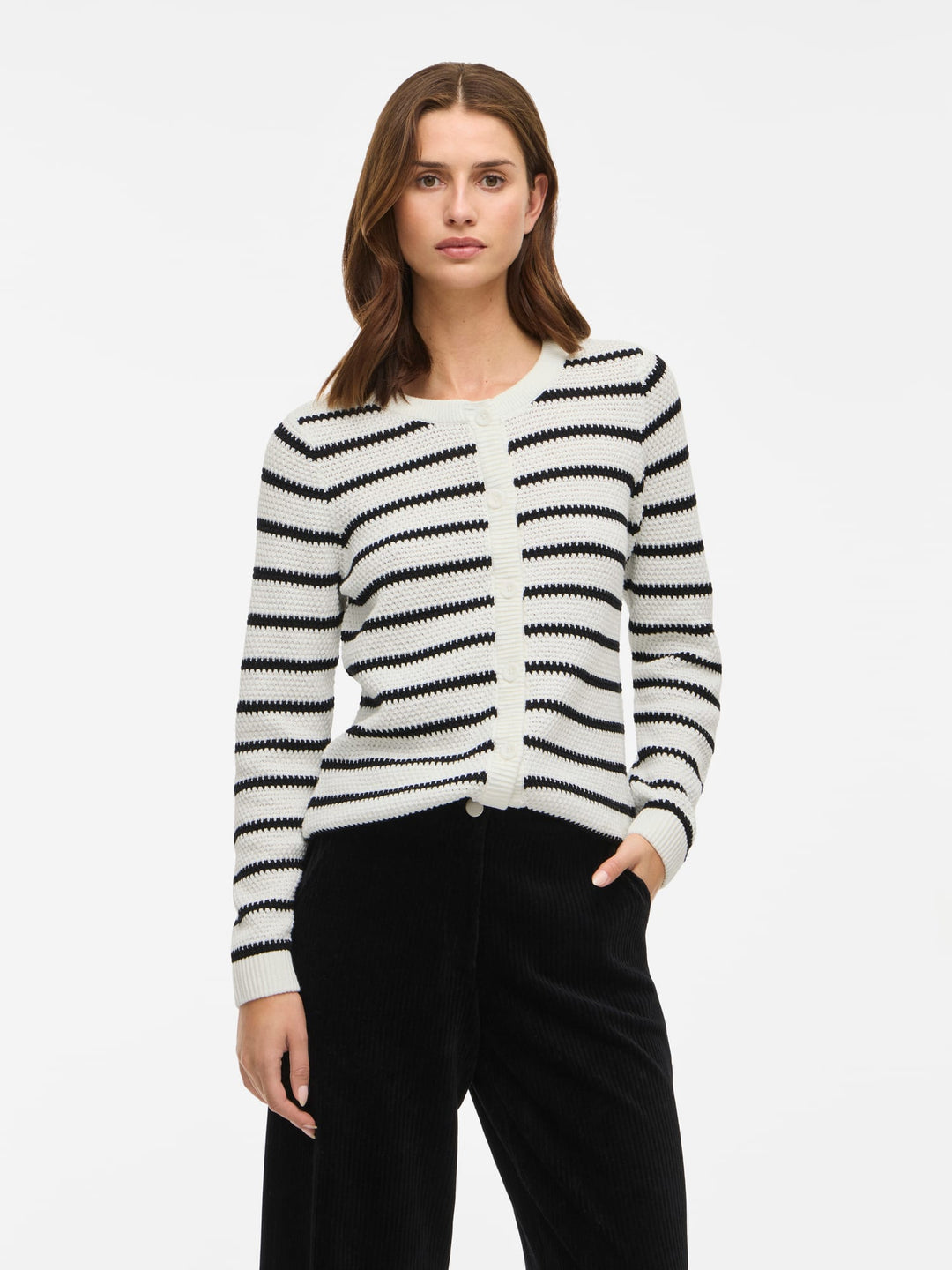 Vila Dalo vest gebreid dames – wit dessin