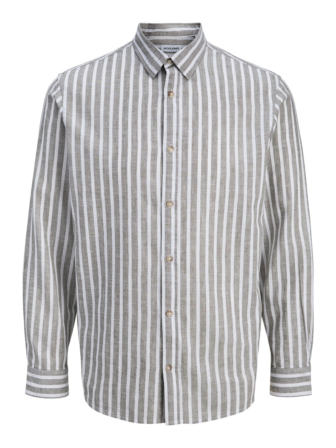 Jack & Jones JJESUMMER LINEN BLEND SHIRT L/S SN – heren - Grijs Dessin