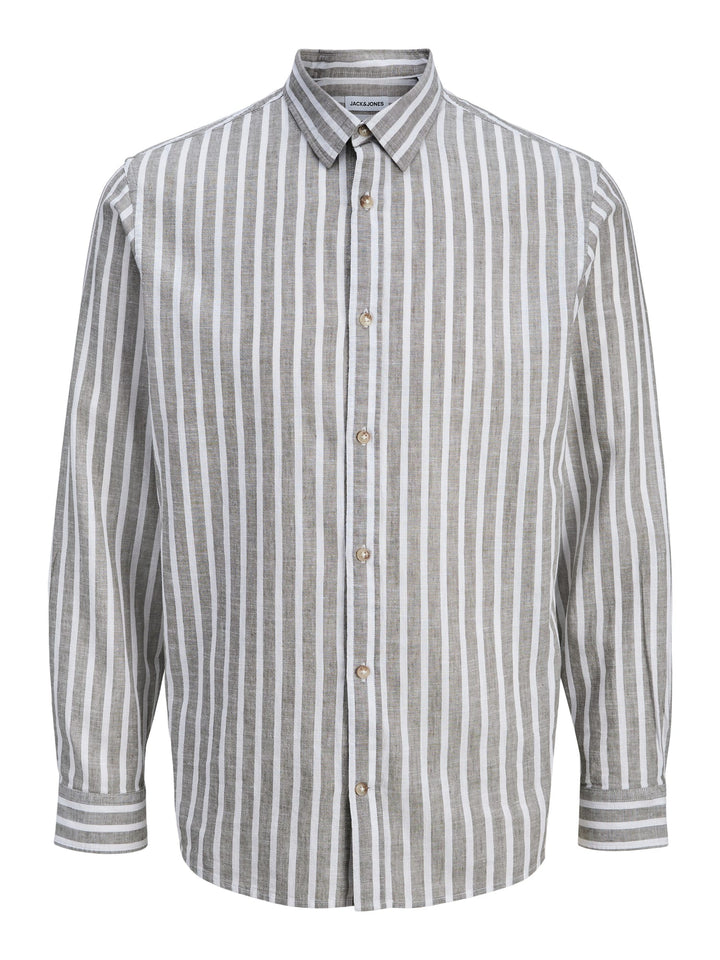 Jack & Jones JJESUMMER LINEN BLEND SHIRT L/S SN – heren - Grijs Dessin