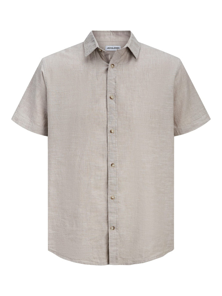 Jack & Jones overhemd k/m licht bruin – heren
