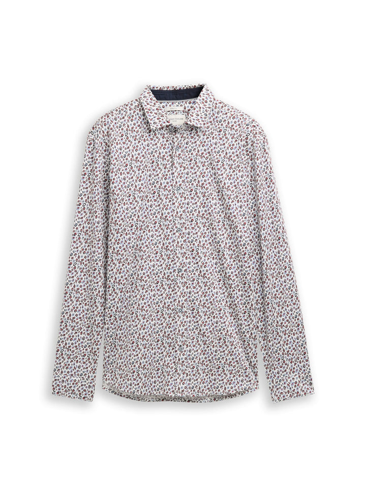 Tom Tailor 1048430 overhemd l/m heren – wit dessin