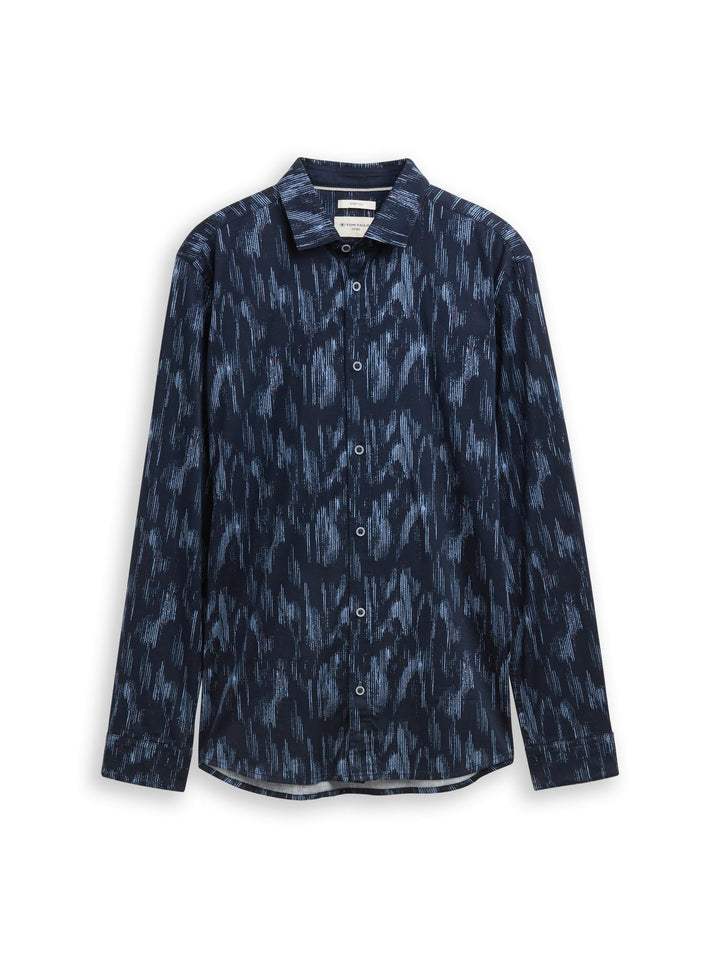 Tom Tailor overhemd l/m blauw dessin – heren