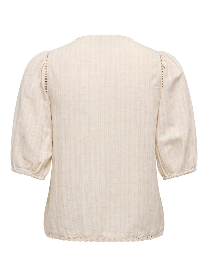 Only ONLNURA SS TIE TOP WVN beige – dames top