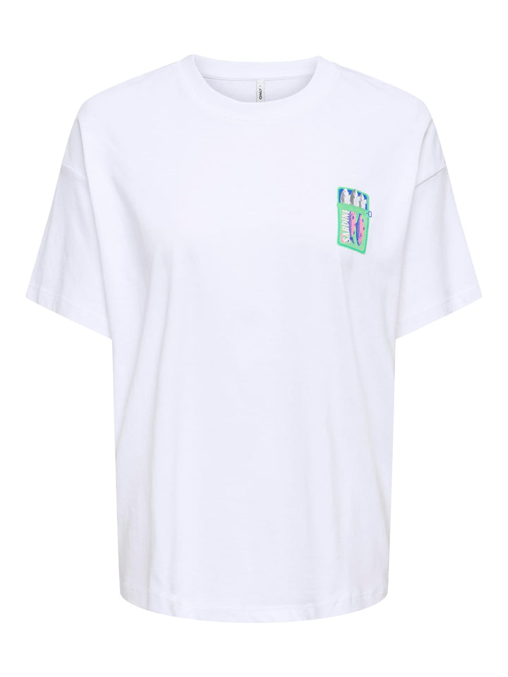 Only ONLVIVVI S/S Lovely Top JRS wit dessin – dames t-shirt