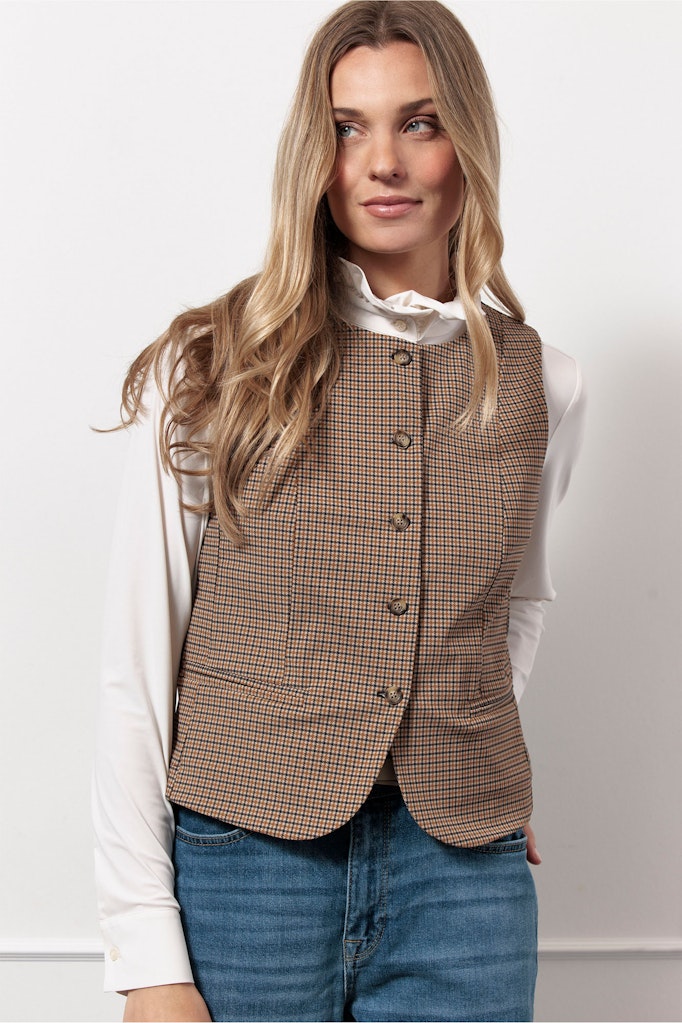 Studio Anneloes 13090 vest gebreid dames bruin dessin