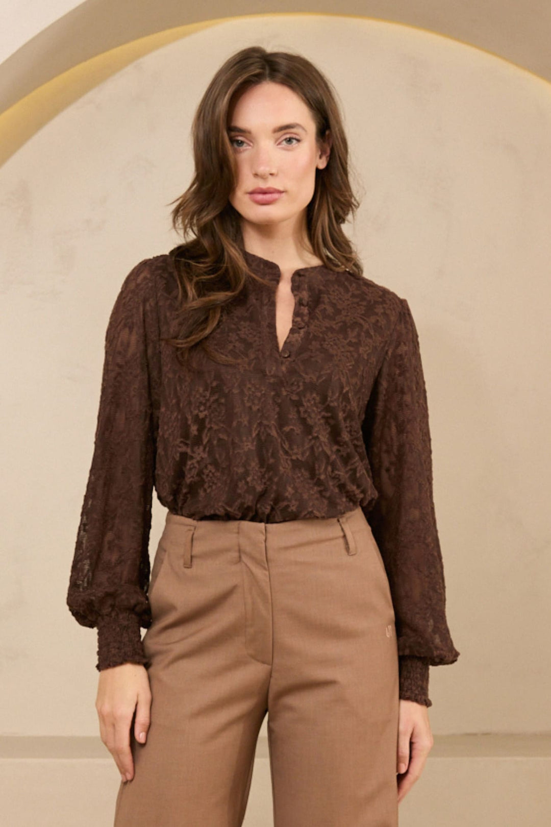 Lofty Manner QH10 Hind t-shirt l/m dames – bruin