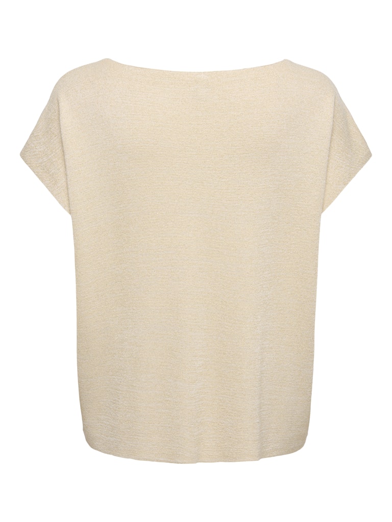 Only ONLSHINA SS Glitter V-Hals T-shirt – dames - Goudkleurig