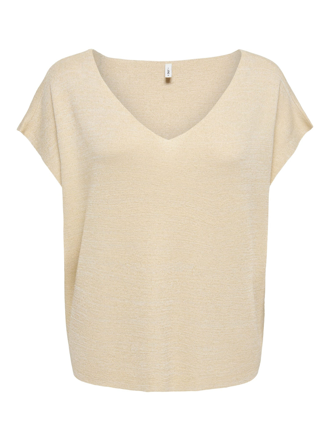 Only ONLSHINA SS Glitter V-Hals T-shirt – dames - Goudkleurig