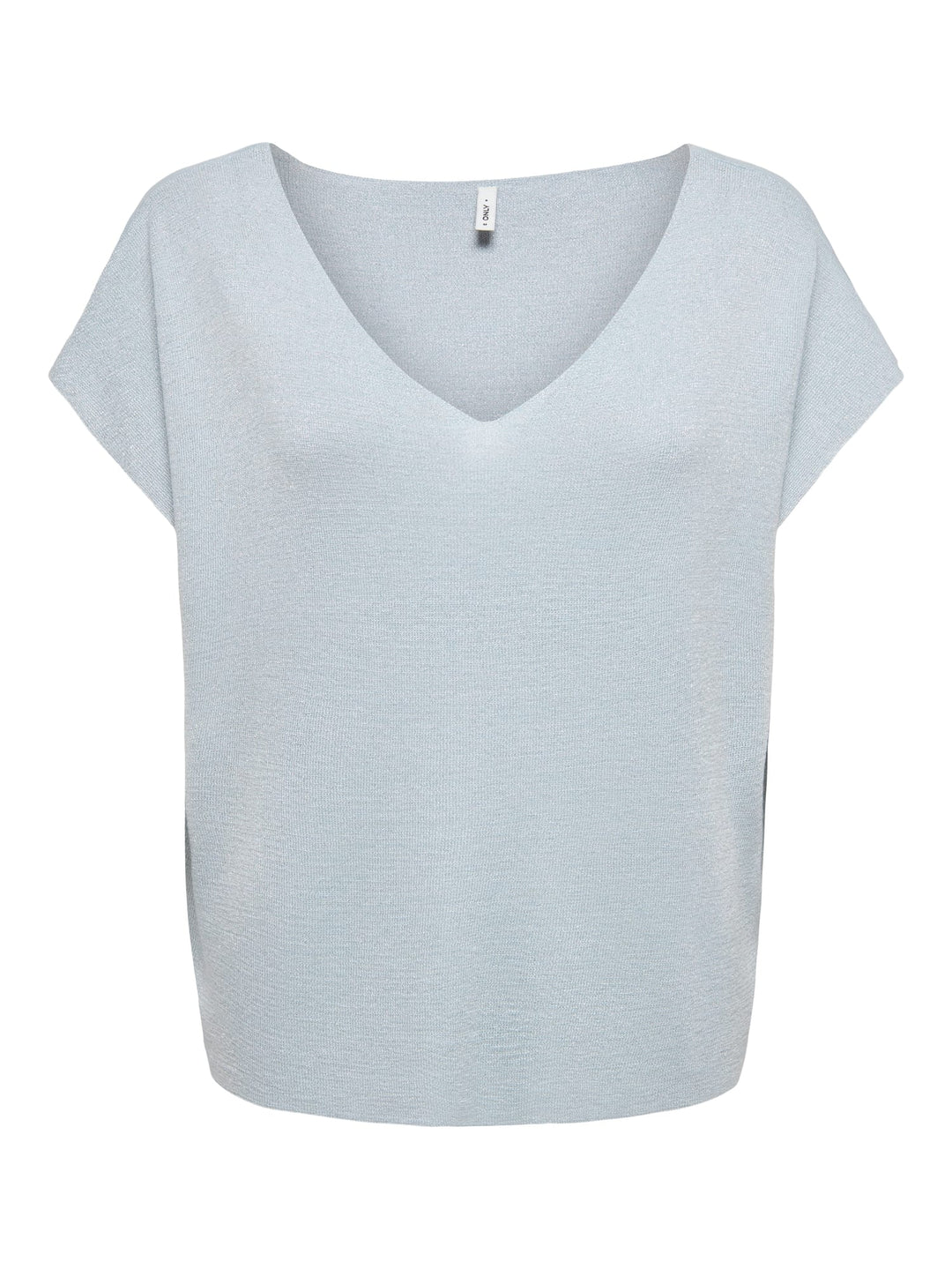 Only ONLSHINA SS GLITTER V-NECK T-shirt lichtblauw – dames