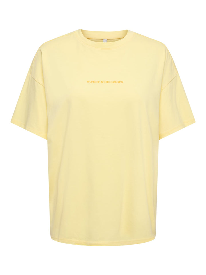 Only ONLKINNA S/S OVERSIZE TOP BOX JRS t-shirt licht geel