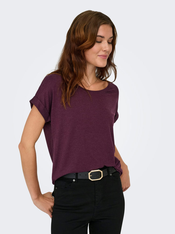 Only ONLMOSTER S/S O-NECK TOP NOOS JRS – dames t-shirt - Bordeaux