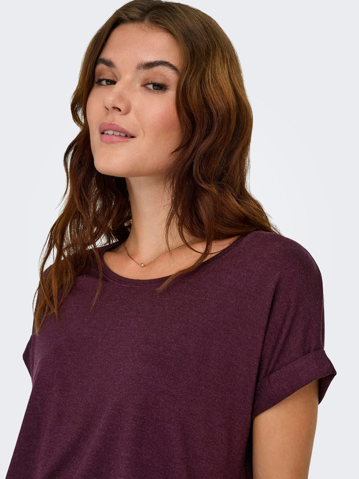 Only ONLMOSTER S/S O-NECK TOP NOOS JRS – dames t-shirt - Bordeaux