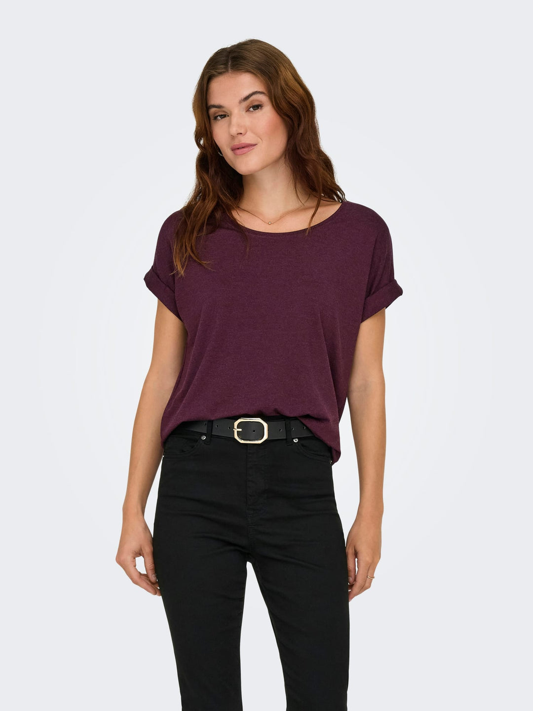Only ONLMOSTER S/S O-NECK TOP NOOS JRS – dames t-shirt - Bordeaux