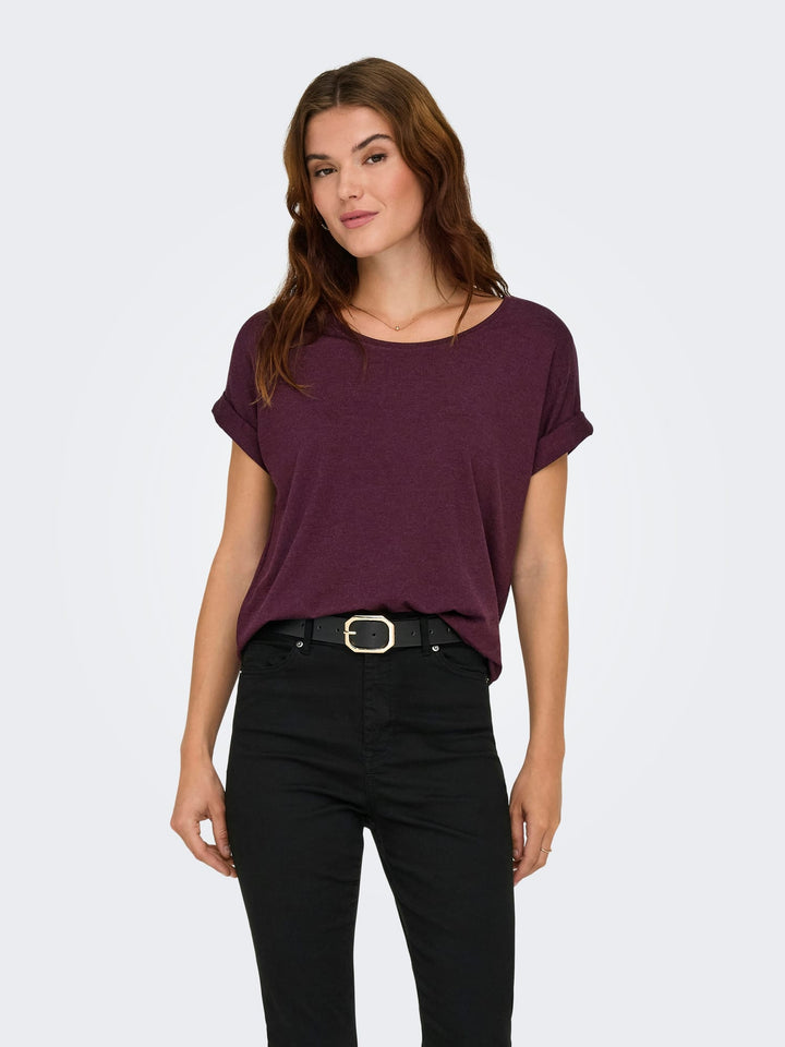 Only ONLMOSTER S/S O-NECK TOP NOOS JRS – dames t-shirt - Bordeaux