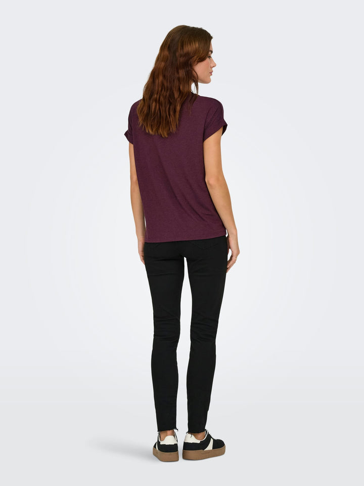 Only ONLMOSTER S/S O-NECK TOP NOOS JRS – dames t-shirt - Bordeaux