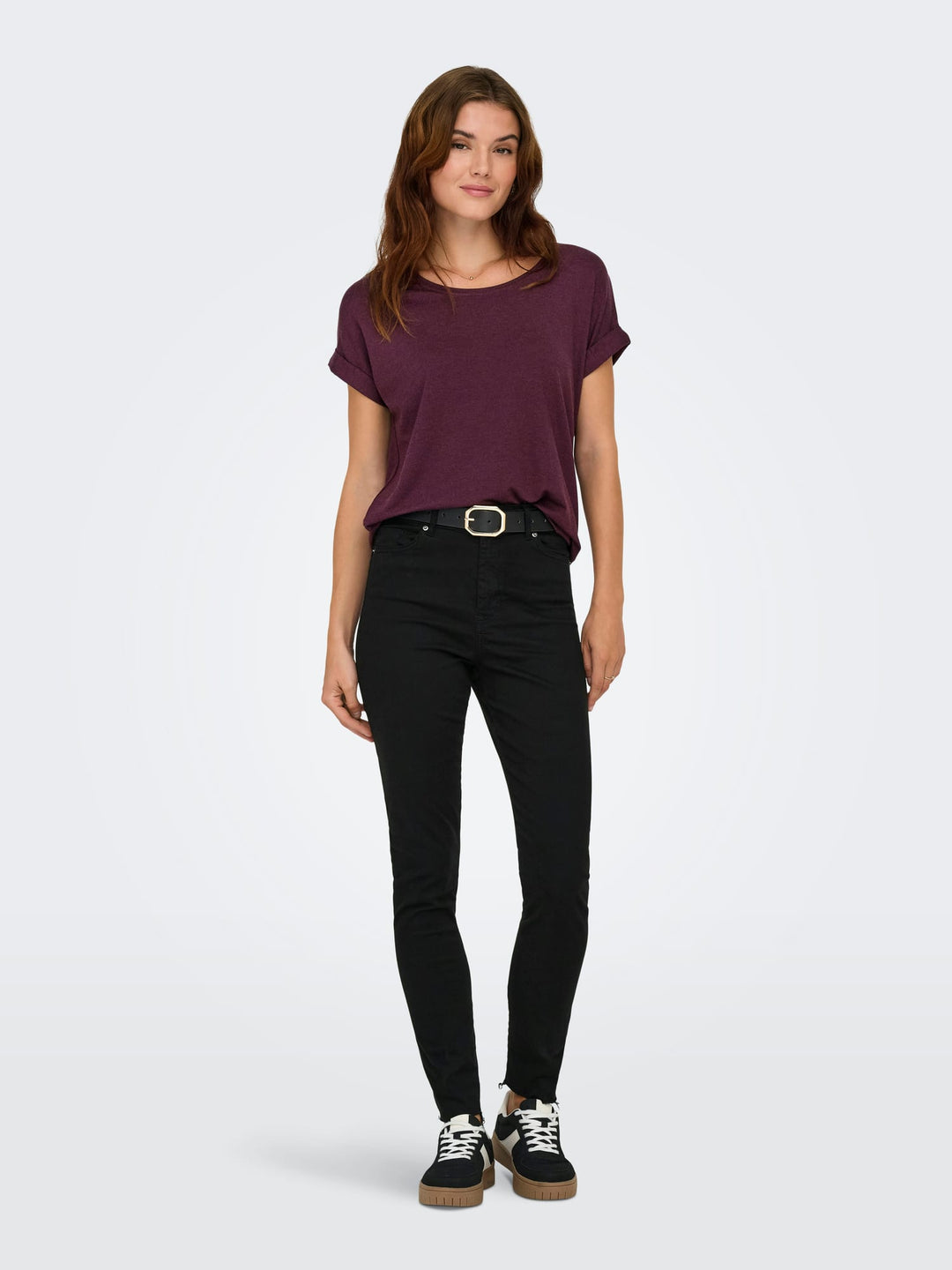 Only ONLMOSTER S/S O-NECK TOP NOOS JRS – dames t-shirt - Bordeaux