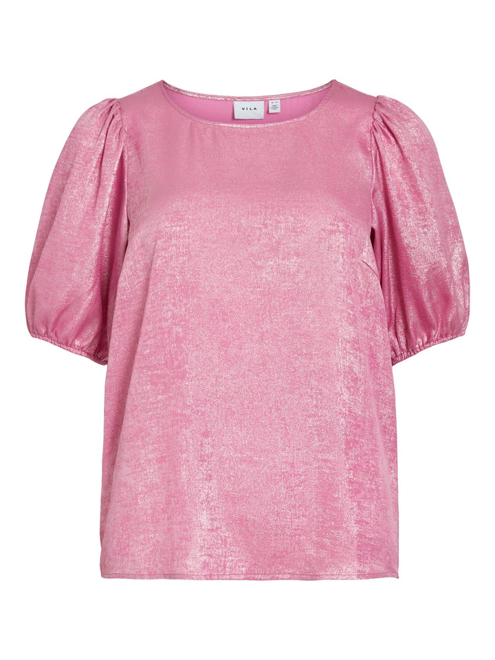 Vila VIMETALLA O-NECK 2/4 top roze dessin – dames