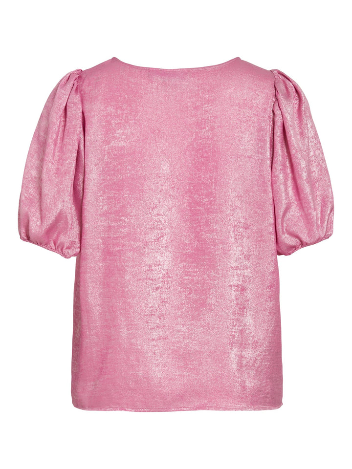 Vila VIMETALLA O-NECK 2/4 top roze dessin – dames