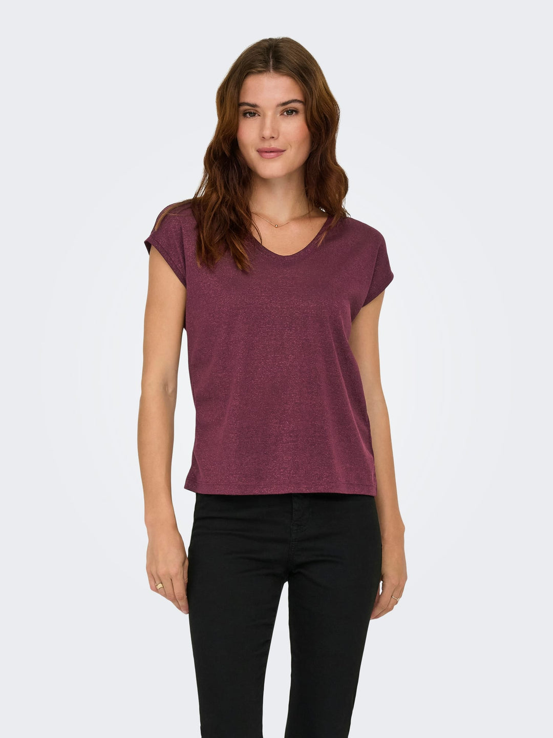 Only ONLSILVERY T-shirt bordeaux – dames