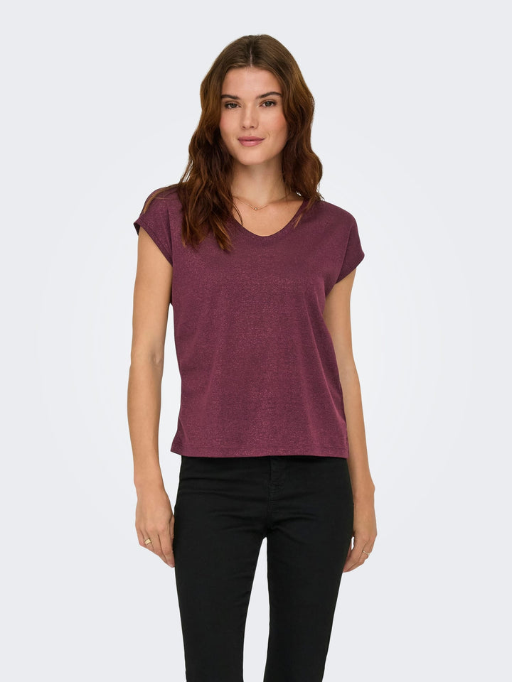 Only ONLSILVERY T-shirt bordeaux – dames