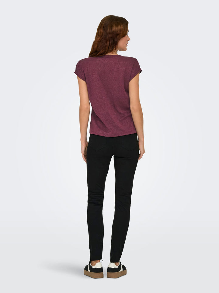 Only ONLSILVERY T-shirt bordeaux – dames