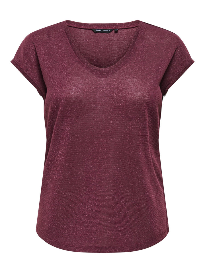 Only ONLSILVERY T-shirt bordeaux – dames