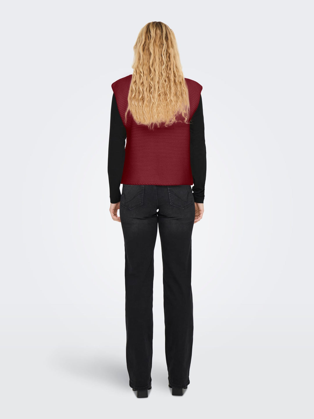 Only ONLLOUI vest gebreid wijnrood – dames
