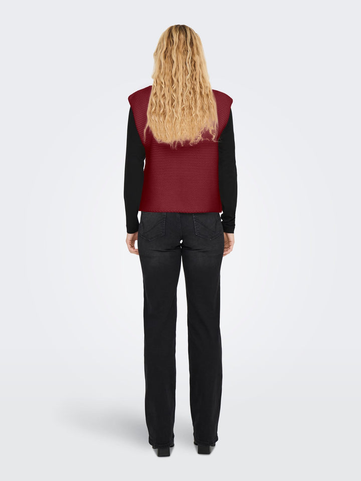 Only 15307880 loui vest gebreid wijnrood