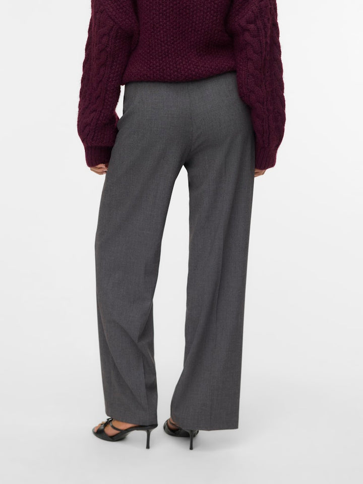 VERO MODA VMTEXAS MW STRAIGHT PANT – dames lange broek - Grijs Melee - L34
