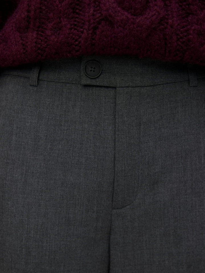 VERO MODA VMTEXAS MW STRAIGHT PANT – dames lange broek - Grijs Melee - L34
