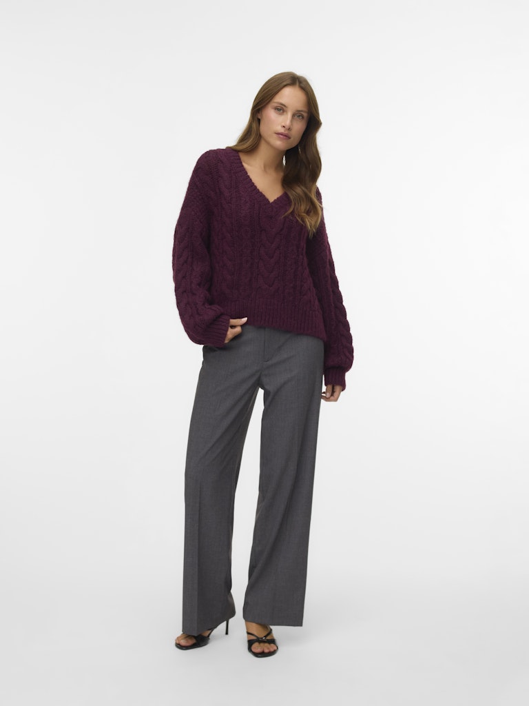 VERO MODA VMTEXAS MW STRAIGHT PANT – dames lange broek - Grijs Melee - L34