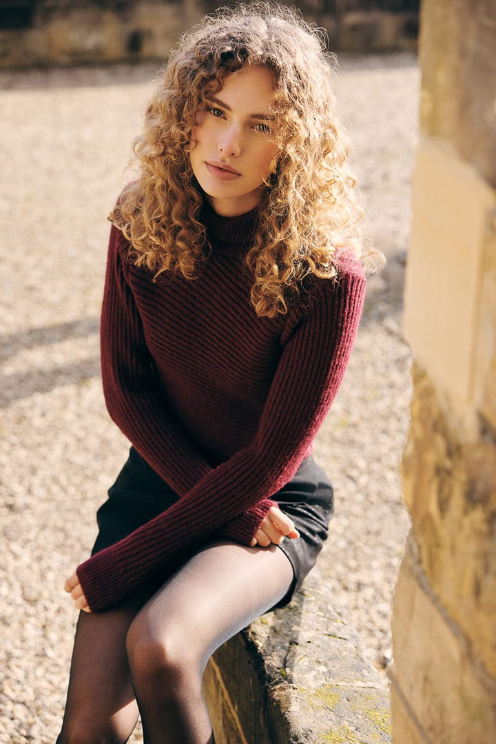 Lofty Manner QK04-KW Sweater Katja – dames trui bordeaux