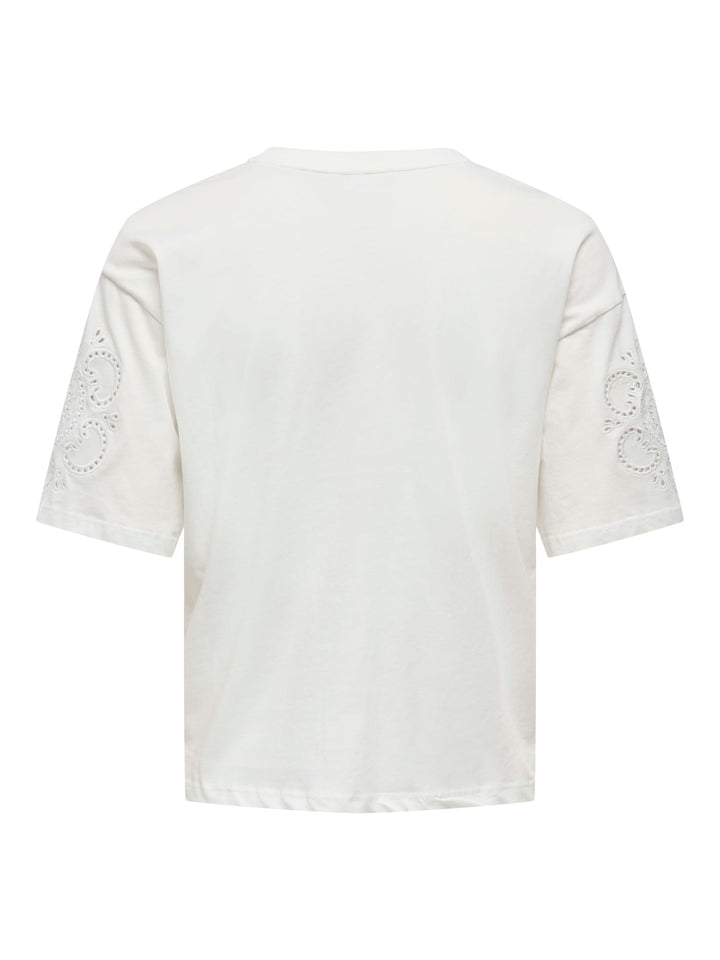 Only ONLTALLY S/S ROUND NECK BOX TOP JRS wit dessin – dames