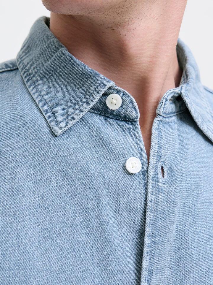 Jack &amp; Jones 12282775 Norrebro overhemd l/m denim heren blue denim