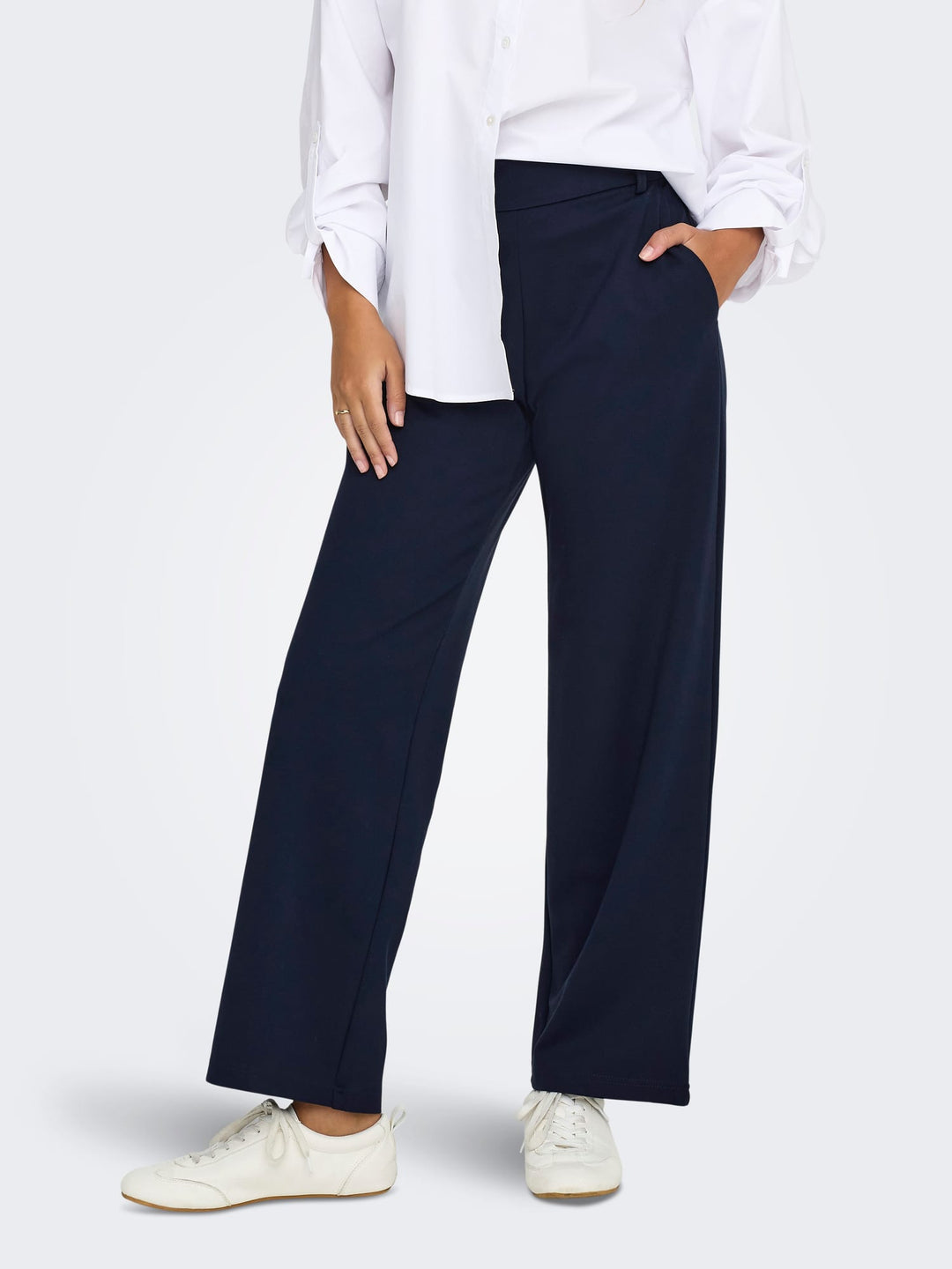 Only ONLPOPTRASH MW Straight PNT – dames lange broek navy - L34