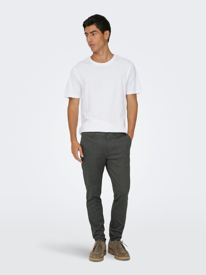 ONLY & SONS ONSMARK SLIM CHECK broek grijs dessin – heren - L34