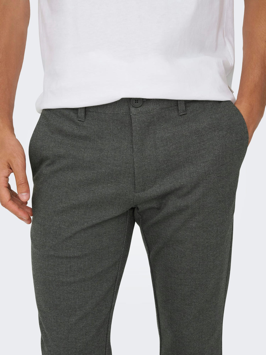 ONLY & SONS ONSMARK SLIM CHECK broek grijs dessin – heren - L34