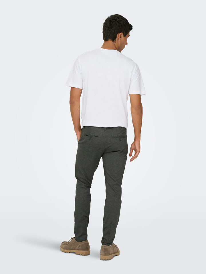 ONLY & SONS ONSMARK SLIM CHECK broek grijs dessin – heren - L34