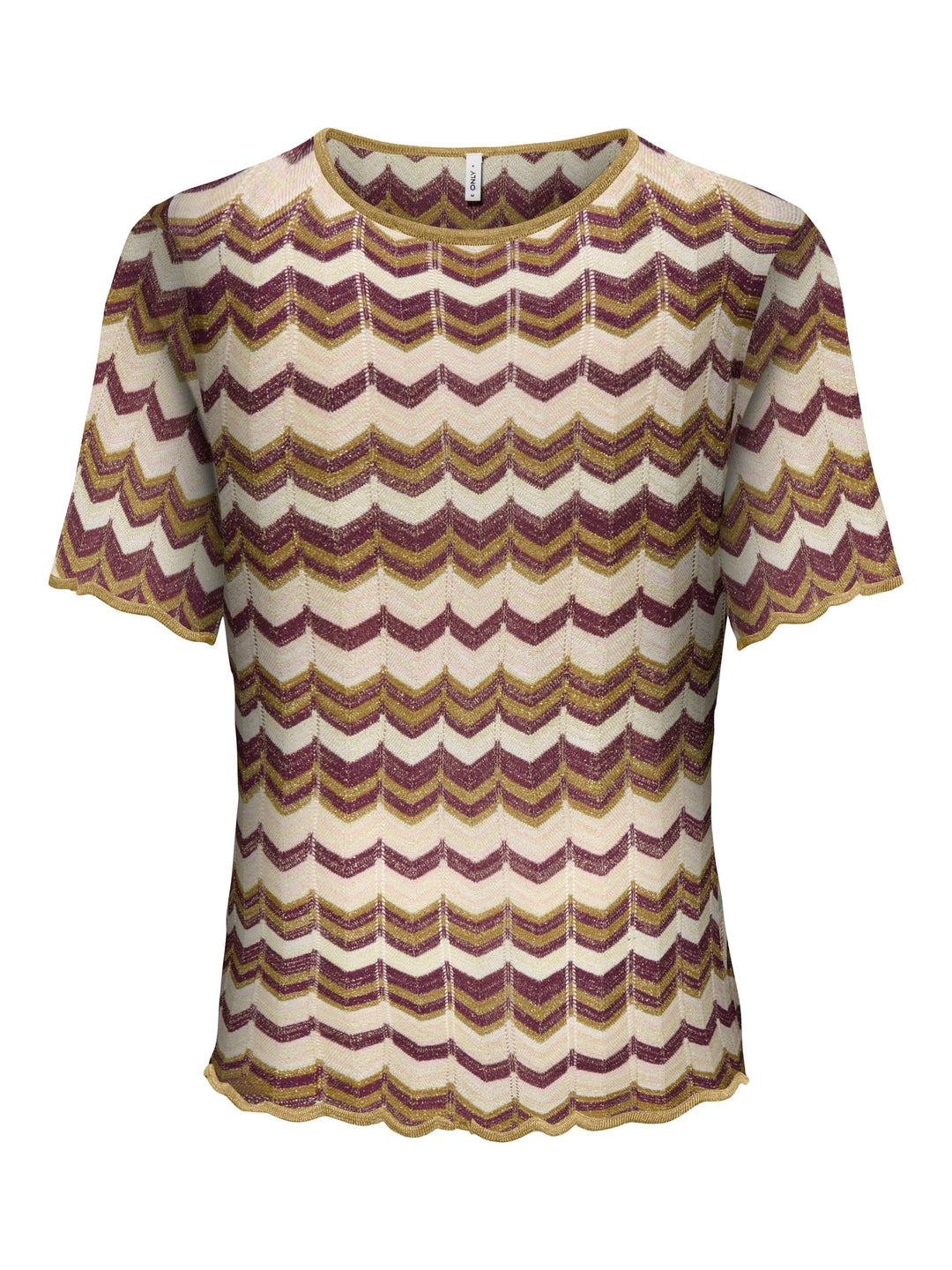 Only Aster gebreid T-shirt met glitter – dames - Bruin Dessin