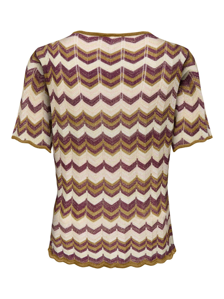 Only Aster gebreid T-shirt met glitter – dames - Bruin Dessin