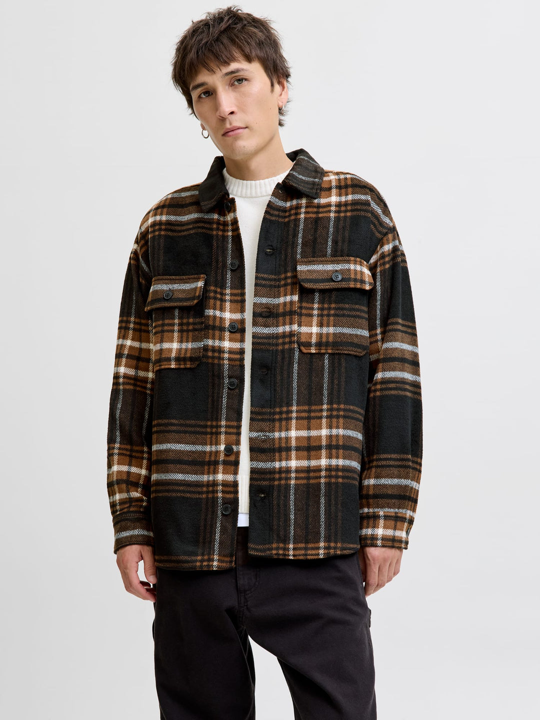 Jack & Jones Bradley overshirt l/m bruin dessin – heren