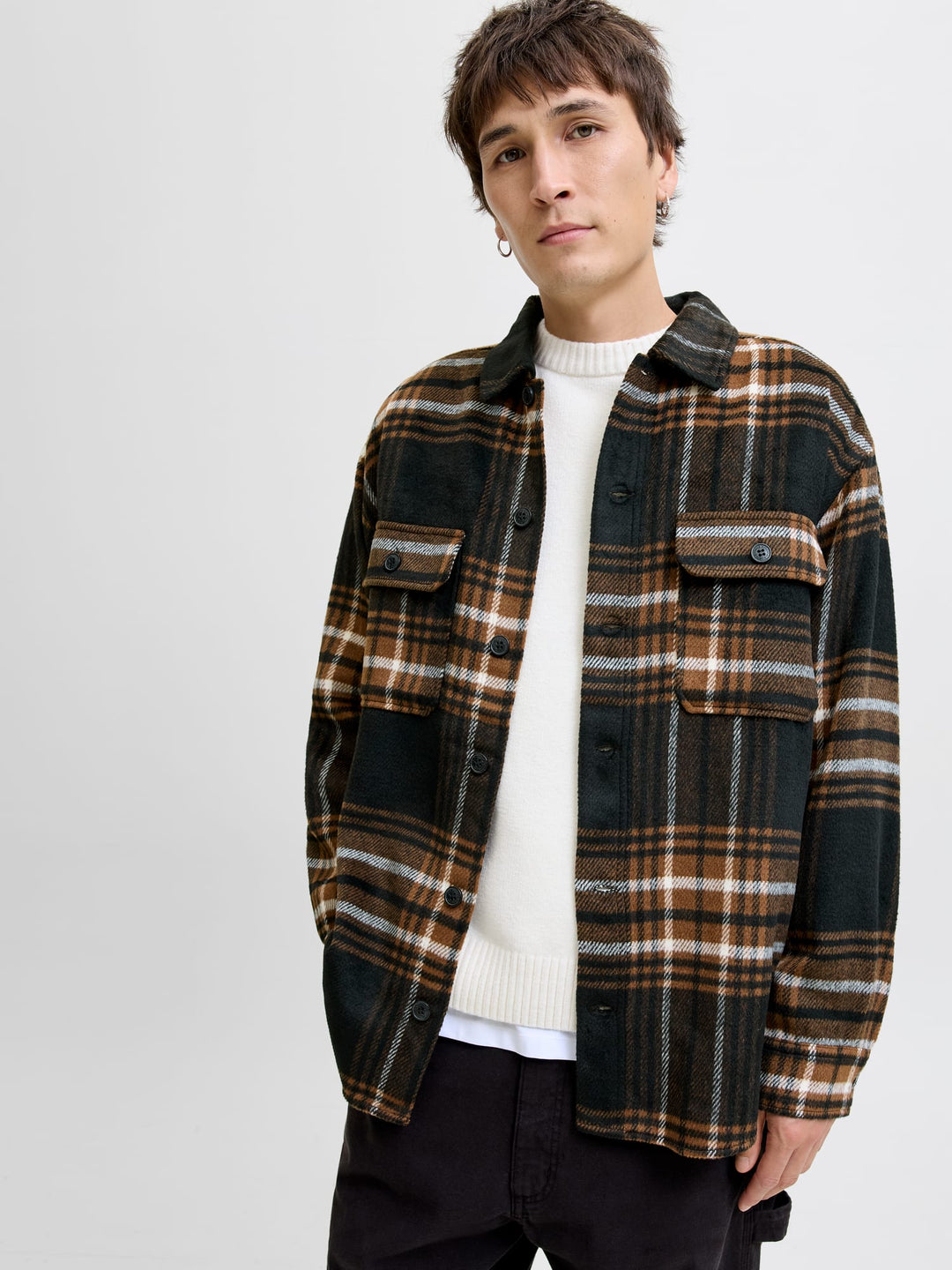Jack & Jones Bradley overshirt l/m bruin dessin – heren