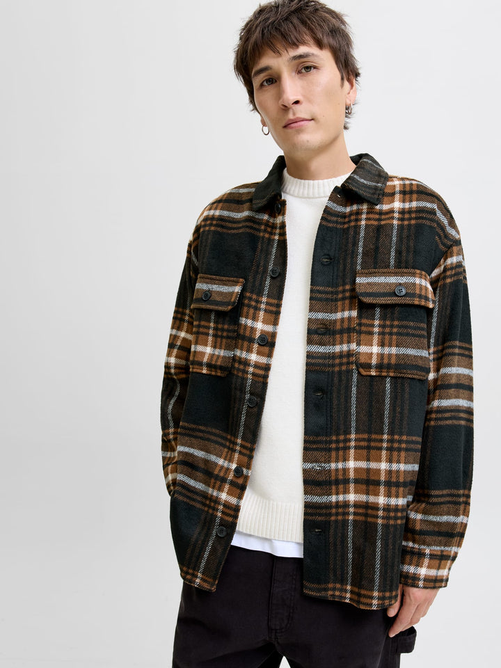 Jack & Jones Bradley overshirt l/m bruin dessin – heren