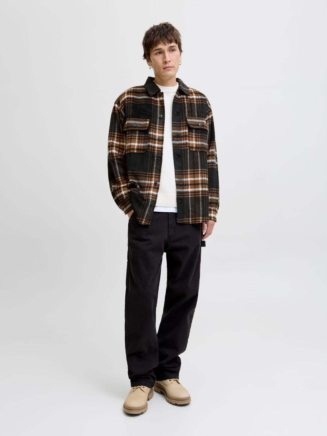 Jack & Jones Bradley overshirt l/m bruin dessin – heren