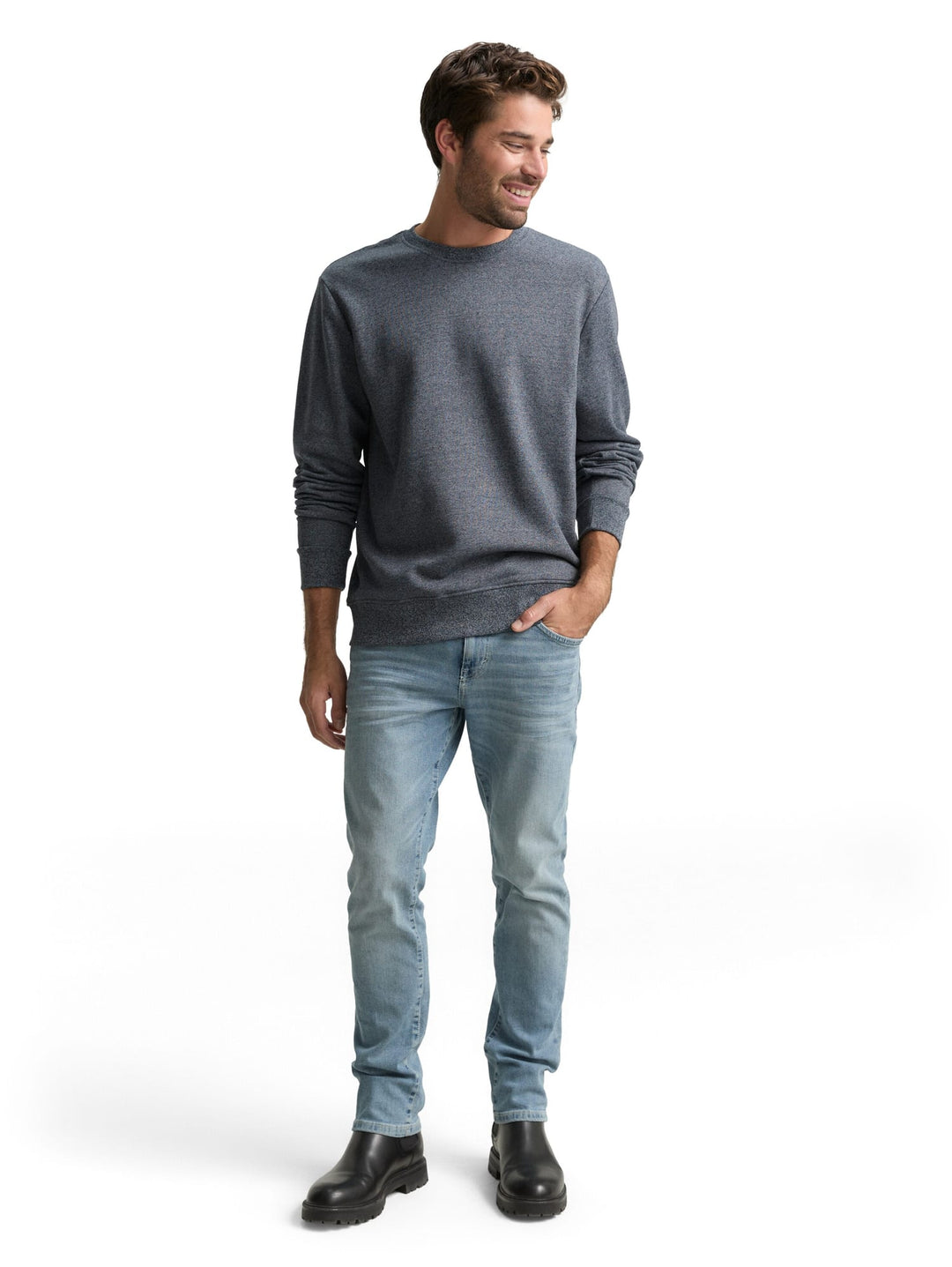Tom Tailor sweatshirt heren blauw – gemêleerde look