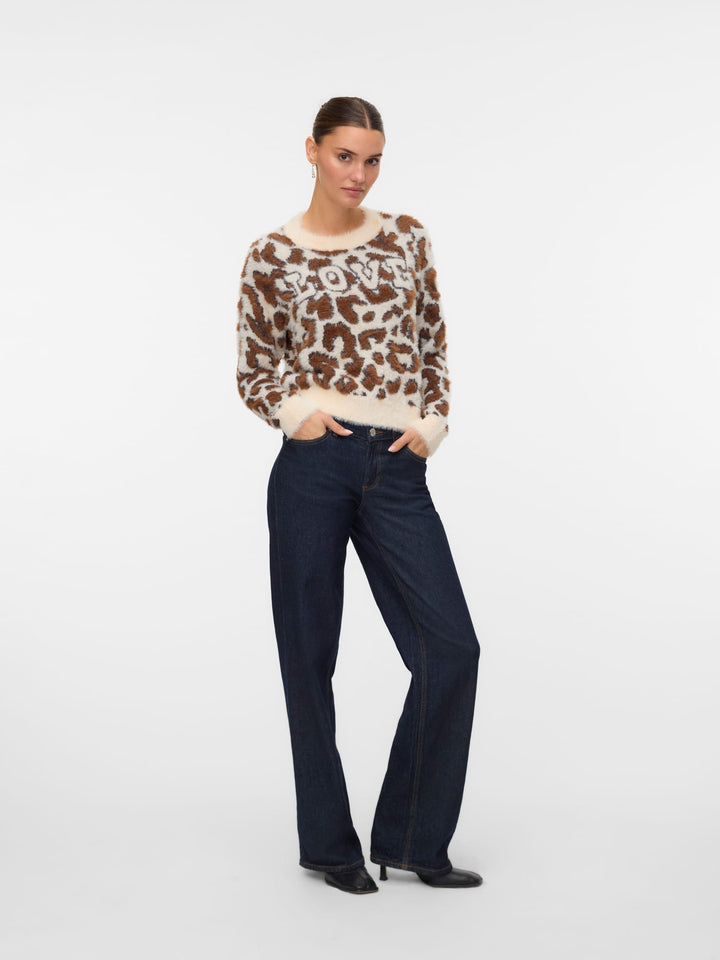 VERO MODA 10331525 jungle trui dames ecru dessin